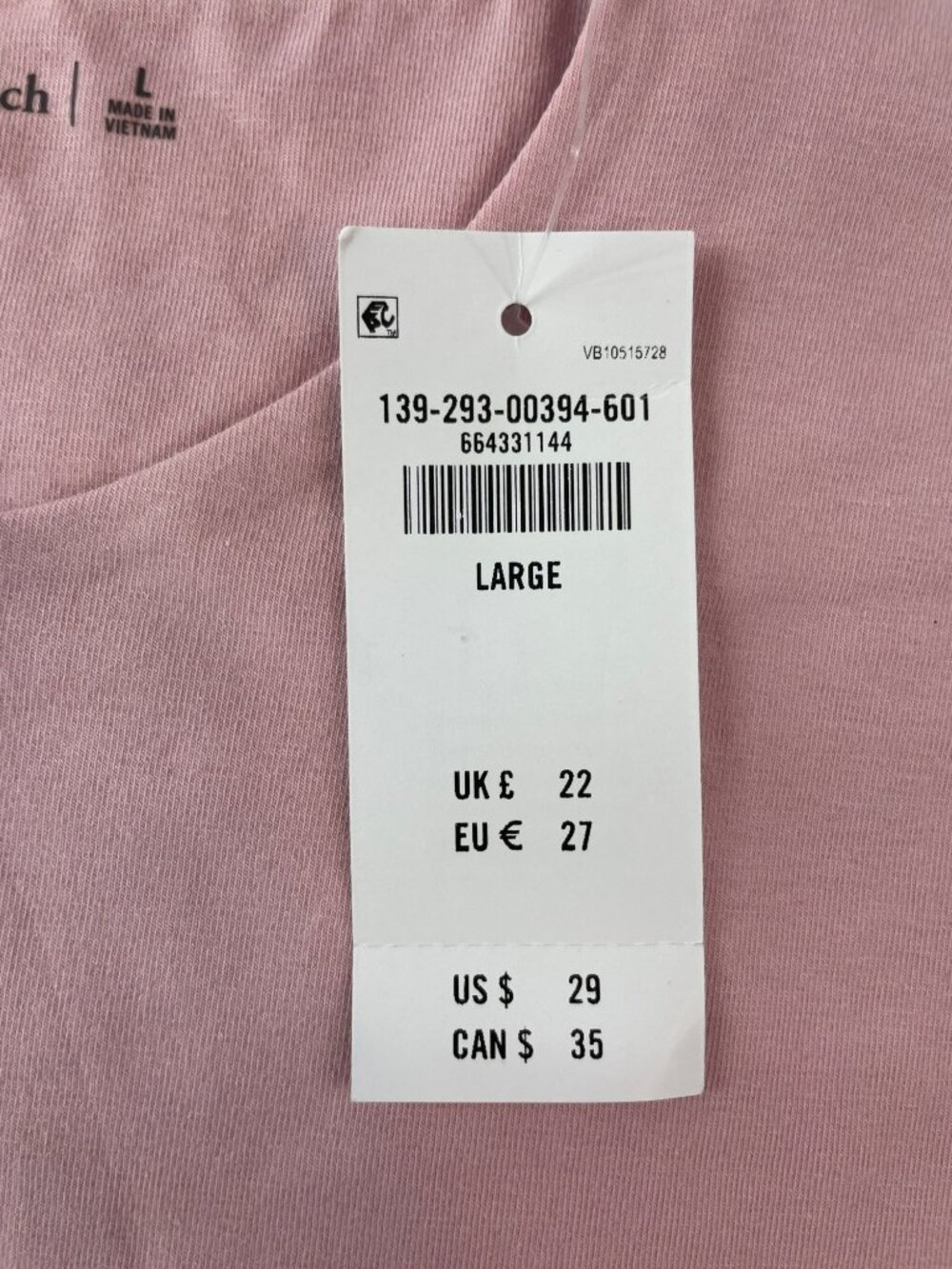Abercrombie & Fitch Pink Long Sleeve Cotton Blend Top Women's Size Large NWT - Picture 6 of 7
